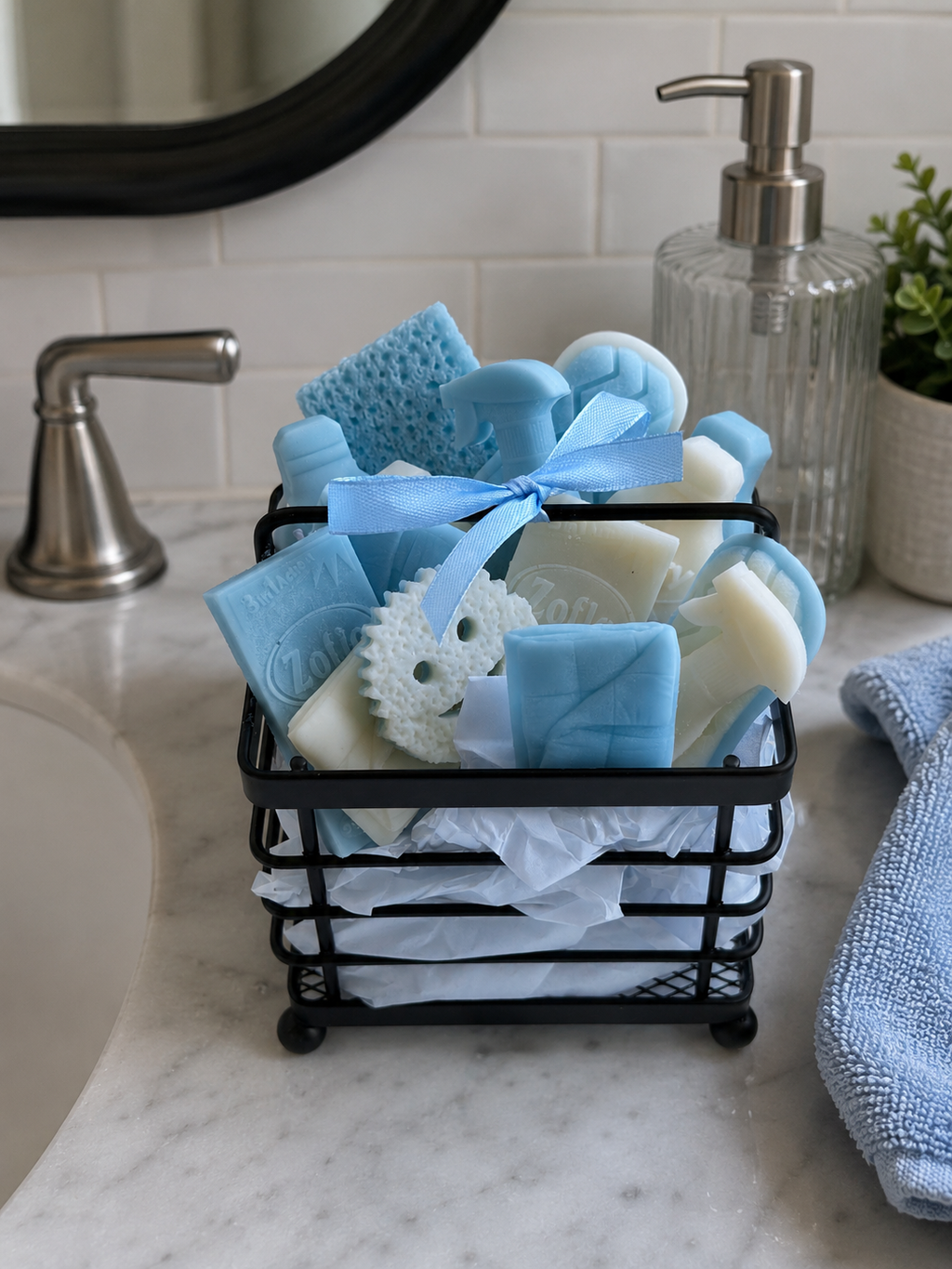 Hand poured Mrs Hinch inspired wax melts in a basket