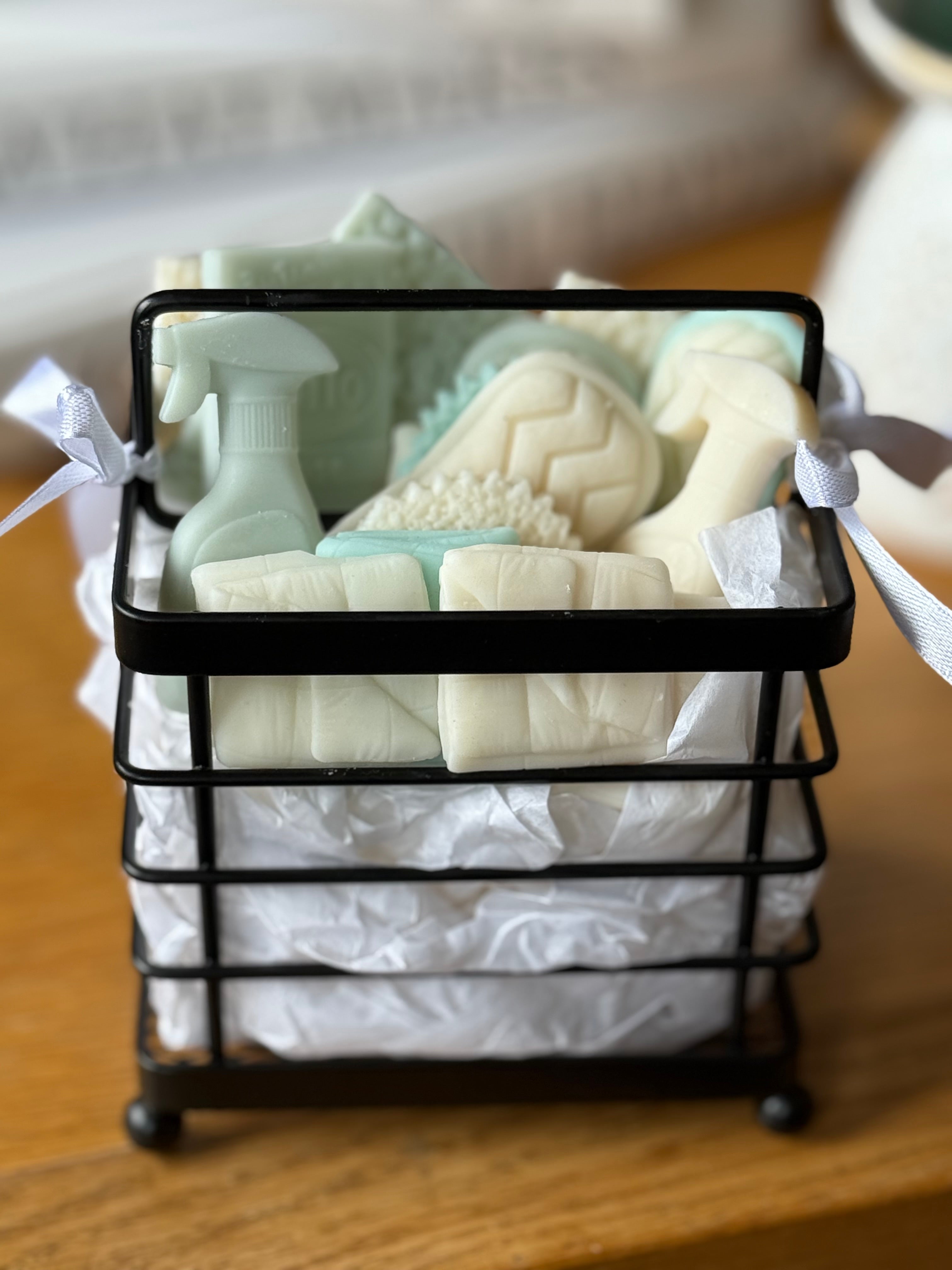 Hand poured Mrs Hinch inspired wax melts in a basket